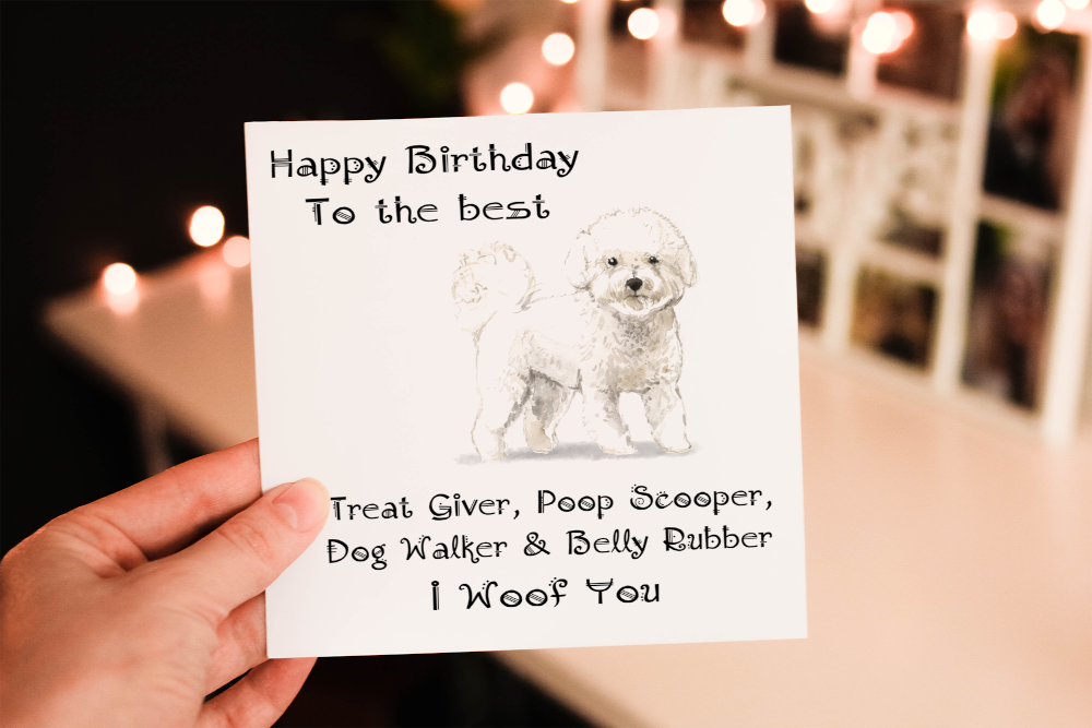 Bichon Frise Dog Birthday Card, Dog Birthday Card